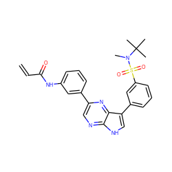 C=CC(=O)Nc1cccc(-c2cnc3[nH]cc(-c4cccc(S(=O)(=O)N(C)C(C)(C)C)c4)c3n2)c1 ZINC000220999176