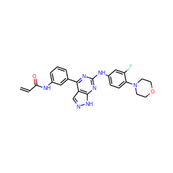 C=CC(=O)Nc1cccc(-c2nc(Nc3ccc(N4CCOCC4)c(F)c3)nc3[nH]ncc23)c1 ZINC000148428701