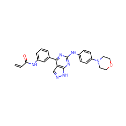 C=CC(=O)Nc1cccc(-c2nc(Nc3ccc(N4CCOCC4)cc3)nc3[nH]ncc23)c1 ZINC000146947103