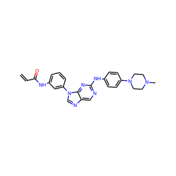 C=CC(=O)Nc1cccc(-n2cnc3cnc(Nc4ccc(N5CCN(C)CC5)cc4)nc32)c1 ZINC001772585042