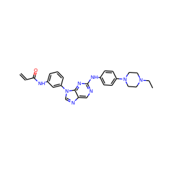 C=CC(=O)Nc1cccc(-n2cnc3cnc(Nc4ccc(N5CCN(CC)CC5)cc4)nc32)c1 ZINC001772602284