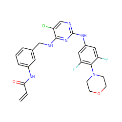 C=CC(=O)Nc1cccc(CNc2nc(Nc3cc(F)c(N4CCOCC4)c(F)c3)ncc2Cl)c1 ZINC000473099759