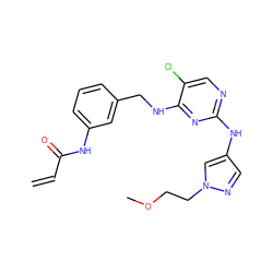 C=CC(=O)Nc1cccc(CNc2nc(Nc3cnn(CCOC)c3)ncc2Cl)c1 ZINC000473108520