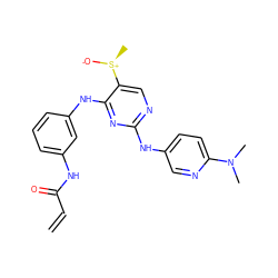 C=CC(=O)Nc1cccc(Nc2nc(Nc3ccc(N(C)C)nc3)ncc2[S@+](C)[O-])c1 ZINC000205651519