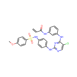 C=CC(=O)Nc1cccc(Nc2nc(Nc3ccc(NS(=O)(=O)c4ccc(OC)cc4)cc3)ncc2Cl)c1 ZINC001772645699
