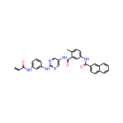 C=CC(=O)Nc1cccc(Nc2ncc(NC(=O)c3cc(NC(=O)c4ccc5ccccc5c4)ccc3C)cn2)c1 ZINC000169353177