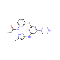 C=CC(=O)Nc1cccc(Oc2nc(Nc3cc(C)[nH]n3)cc(N3CCN(C)CC3)n2)c1 ZINC000263620906