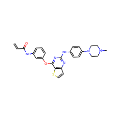 C=CC(=O)Nc1cccc(Oc2nc(Nc3ccc(N4CCN(C)CC4)cc3)nc3ccsc23)c1 ZINC000198970879