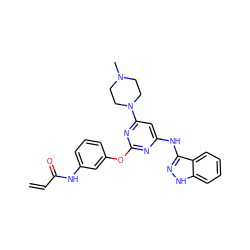 C=CC(=O)Nc1cccc(Oc2nc(Nc3n[nH]c4ccccc34)cc(N3CCN(C)CC3)n2)c1 ZINC000473108273