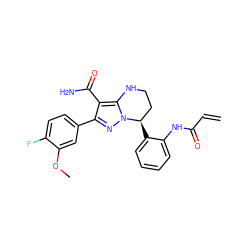 C=CC(=O)Nc1ccccc1[C@@H]1CCNc2c(C(N)=O)c(-c3ccc(F)c(OC)c3)nn21 ZINC001772627190