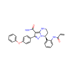 C=CC(=O)Nc1ccccc1[C@@H]1CCNc2c(C(N)=O)c(-c3ccc(Oc4ccccc4)cc3)nn21 ZINC001772585304