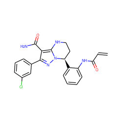 C=CC(=O)Nc1ccccc1[C@@H]1CCNc2c(C(N)=O)c(-c3cccc(Cl)c3)nn21 ZINC001772585664