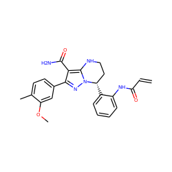 C=CC(=O)Nc1ccccc1[C@H]1CCNc2c(C(N)=O)c(-c3ccc(C)c(OC)c3)nn21 ZINC001772620492