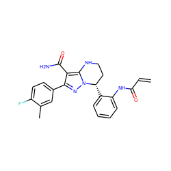 C=CC(=O)Nc1ccccc1[C@H]1CCNc2c(C(N)=O)c(-c3ccc(F)c(C)c3)nn21 ZINC001772626099