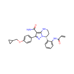 C=CC(=O)Nc1ccccc1[C@H]1CCNc2c(C(N)=O)c(-c3ccc(OCC4CC4)cc3)nn21 ZINC001772618962