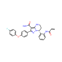 C=CC(=O)Nc1ccccc1[C@H]1CCNc2c(C(N)=O)c(-c3ccc(Oc4ccc(F)cc4)cc3)nn21 ZINC001772604840