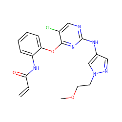 C=CC(=O)Nc1ccccc1Oc1nc(Nc2cnn(CCOC)c2)ncc1Cl ZINC000914431298