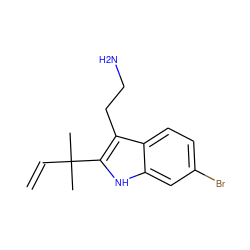 C=CC(C)(C)c1[nH]c2cc(Br)ccc2c1CCN ZINC000013379453