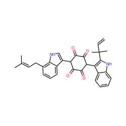 C=CC(C)(C)c1[nH]c2ccccc2c1C1C(=O)C(=O)C(c2c[nH]c3c(CC=C(C)C)cccc23)C(=O)C1=O ZINC000100767110