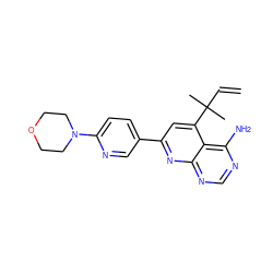 C=CC(C)(C)c1cc(-c2ccc(N3CCOCC3)nc2)nc2ncnc(N)c12 ZINC000027986998