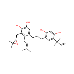 C=CC(C)(C)c1cc(CCCc2cc(O)c(O)c(C[C@H]3OC3(C)C)c2CC=C(C)C)c(O)cc1O ZINC000040893932