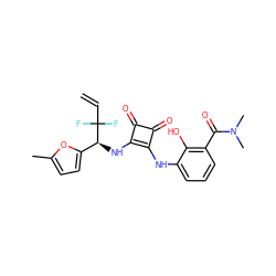 C=CC(F)(F)[C@@H](Nc1c(Nc2cccc(C(=O)N(C)C)c2O)c(=O)c1=O)c1ccc(C)o1 ZINC000101176811