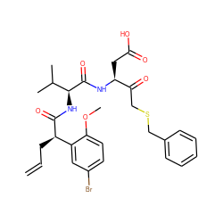 C=CC[C@@H](C(=O)N[C@H](C(=O)N[C@@H](CC(=O)O)C(=O)CSCc1ccccc1)C(C)C)c1cc(Br)ccc1OC ZINC000028350959