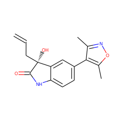 C=CC[C@]1(O)C(=O)Nc2ccc(-c3c(C)noc3C)cc21 ZINC000219534534