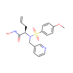 C=CC[C@H](C(=O)NO)N(Cc1cccnc1)S(=O)(=O)c1ccc(OC)cc1 ZINC000145402991