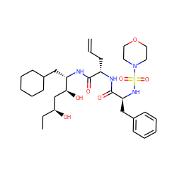 C=CC[C@H](NC(=O)[C@H](Cc1ccccc1)NS(=O)(=O)N1CCOCC1)C(=O)N[C@@H](CC1CCCCC1)[C@@H](O)C[C@@H](O)CC ZINC000026579700