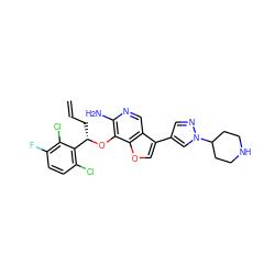 C=CC[C@H](Oc1c(N)ncc2c(-c3cnn(C4CCNCC4)c3)coc12)c1c(Cl)ccc(F)c1Cl ZINC000043206115