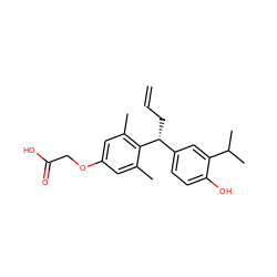 C=CC[C@H](c1ccc(O)c(C(C)C)c1)c1c(C)cc(OCC(=O)O)cc1C ZINC000026718186