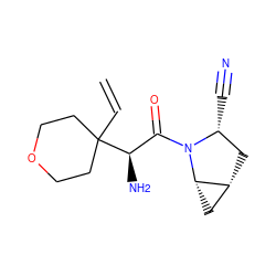 C=CC1([C@H](N)C(=O)N2[C@H](C#N)C[C@@H]3C[C@@H]32)CCOCC1 ZINC000013648743