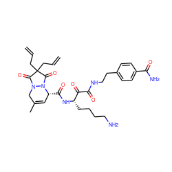 C=CCC1(CC=C)C(=O)N2CC(C)=C[C@@H](C(=O)N[C@@H](CCCCN)C(=O)C(=O)NCCc3ccc(C(N)=O)cc3)N2C1=O ZINC000026390486