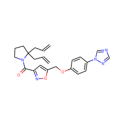 C=CCC1(CC=C)CCCN1C(=O)c1cc(COc2ccc(-n3cncn3)cc2)on1 ZINC000015069914