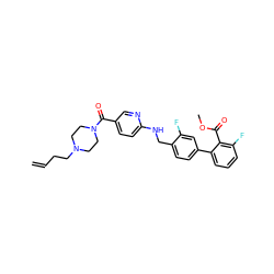 C=CCCN1CCN(C(=O)c2ccc(NCc3ccc(-c4cccc(F)c4C(=O)OC)cc3F)nc2)CC1 ZINC000036161638