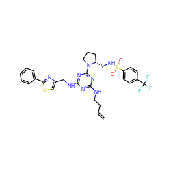 C=CCCNc1nc(NCc2csc(-c3ccccc3)n2)nc(N2CCC[C@@H]2CNS(=O)(=O)c2ccc(C(F)(F)F)cc2)n1 ZINC000095557188