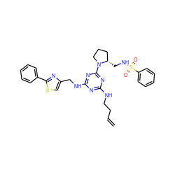 C=CCCNc1nc(NCc2csc(-c3ccccc3)n2)nc(N2CCC[C@@H]2CNS(=O)(=O)c2ccccc2)n1 ZINC000095554346