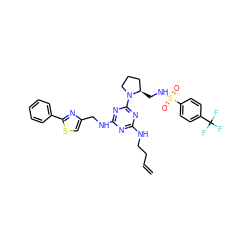 C=CCCNc1nc(NCc2csc(-c3ccccc3)n2)nc(N2CCC[C@H]2CNS(=O)(=O)c2ccc(C(F)(F)F)cc2)n1 ZINC000095553682