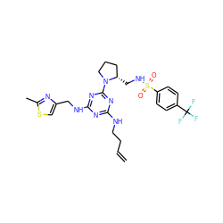 C=CCCNc1nc(NCc2csc(C)n2)nc(N2CCC[C@@H]2CNS(=O)(=O)c2ccc(C(F)(F)F)cc2)n1 ZINC000095556847