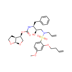 C=CCCOc1cc(OC)ccc1S(=O)(=O)N(CC=C)C[C@@H](O)[C@H](Cc1ccccc1)NC(=O)O[C@H]1CO[C@H]2OCC[C@@H]12 ZINC000049710427