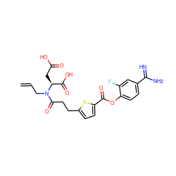 C=CCN(C(=O)CCc1ccc(C(=O)Oc2ccc(C(=N)N)cc2F)s1)[C@@H](CC(=O)O)C(=O)O ZINC000144359270