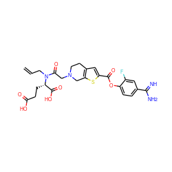 C=CCN(C(=O)CN1CCc2cc(C(=O)Oc3ccc(C(=N)N)cc3F)sc2C1)[C@@H](CCC(=O)O)C(=O)O ZINC000205923818