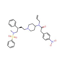 C=CCN(C(=O)Cc1ccc([N+](=O)[O-])cc1)C1CCN(CC[C@@H](CN(C)S(=O)(=O)c2ccccc2)c2ccccc2)CC1 ZINC000026503346