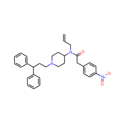 C=CCN(C(=O)Cc1ccc([N+](=O)[O-])cc1)C1CCN(CCC(c2ccccc2)c2ccccc2)CC1 ZINC000028337975