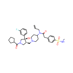 C=CCN(C(=O)Cc1ccc(S(=O)(=O)NC)cc1)C1CCN(C[C@H]2CN(C(=O)C3CCCC3)C[C@]2(O)c2cccc(F)c2)CC1 ZINC000058582617