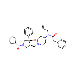 C=CCN(C(=O)Cc1ccccc1)C1CCN(C[C@H]2CN(C(=O)C3CCCC3)C[C@]2(O)c2ccccc2)CC1 ZINC000053298482