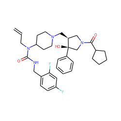 C=CCN(C(=O)NCc1ccc(F)cc1F)C1CCN(C[C@H]2CN(C(=O)C3CCCC3)C[C@]2(O)c2ccccc2)CC1 ZINC000053298862