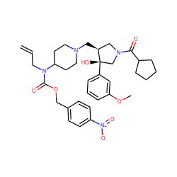 C=CCN(C(=O)OCc1ccc([N+](=O)[O-])cc1)C1CCN(C[C@H]2CN(C(=O)C3CCCC3)C[C@]2(O)c2cccc(OC)c2)CC1 ZINC000058590557