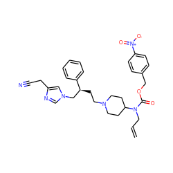 C=CCN(C(=O)OCc1ccc([N+](=O)[O-])cc1)C1CCN(CC[C@@H](Cn2cnc(CC#N)c2)c2ccccc2)CC1 ZINC000026839546